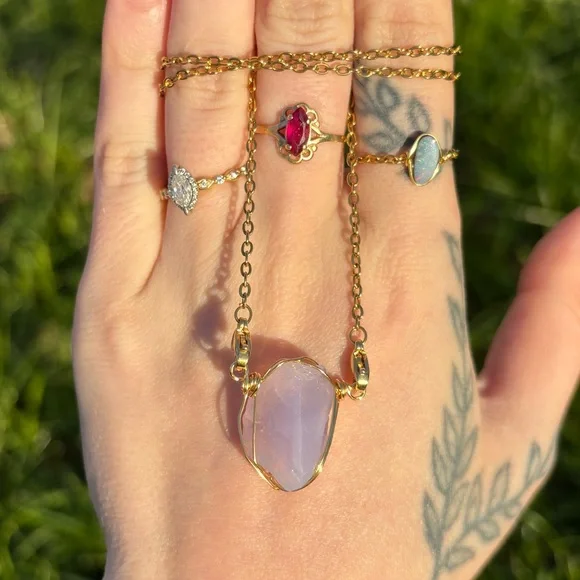 RARE Lavender moon quartz interchangeable necklace - Picture 1 of 4